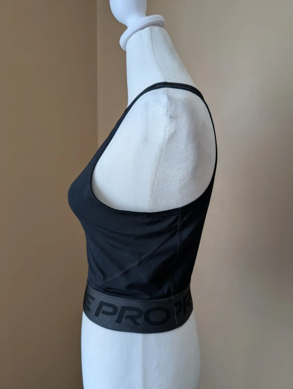 Nike Pro Dri-FIT Graphic Crop Tank Top Black White Logo Size S